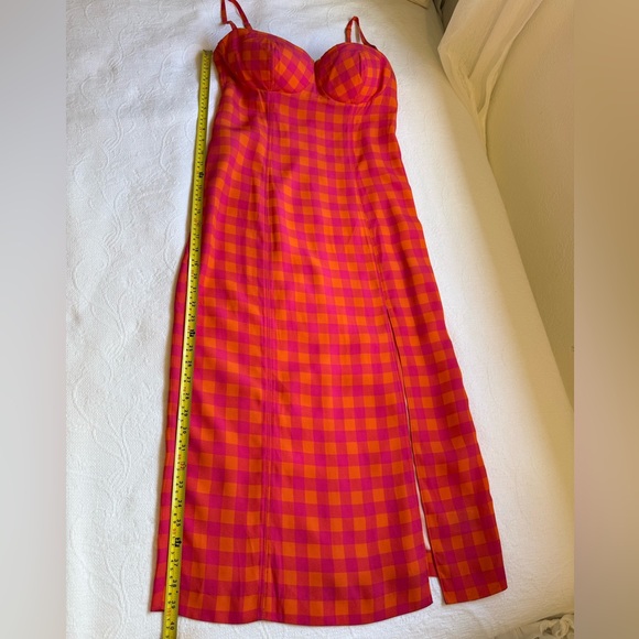 J. CREW Collection Invite Dress in Gingham Size 8 Vibrant Orange and Pink Midi - Picture 12 of 17